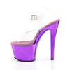 Pleaser - SKY308 Sandale à bride à la cheville, Pole dance chaussures - Chaussures de pole dance - Violet/Transparent Product image